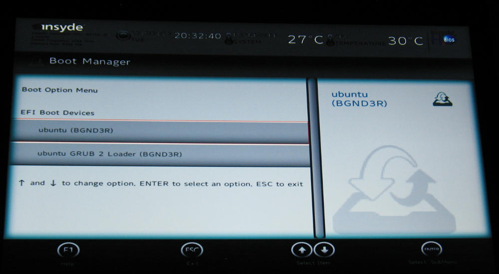 Boot Manager page